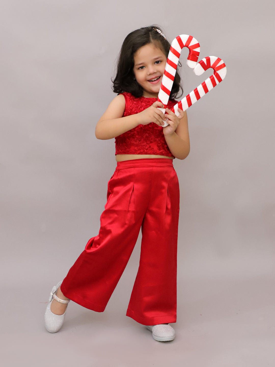 Party Red Top with Pant for Girls