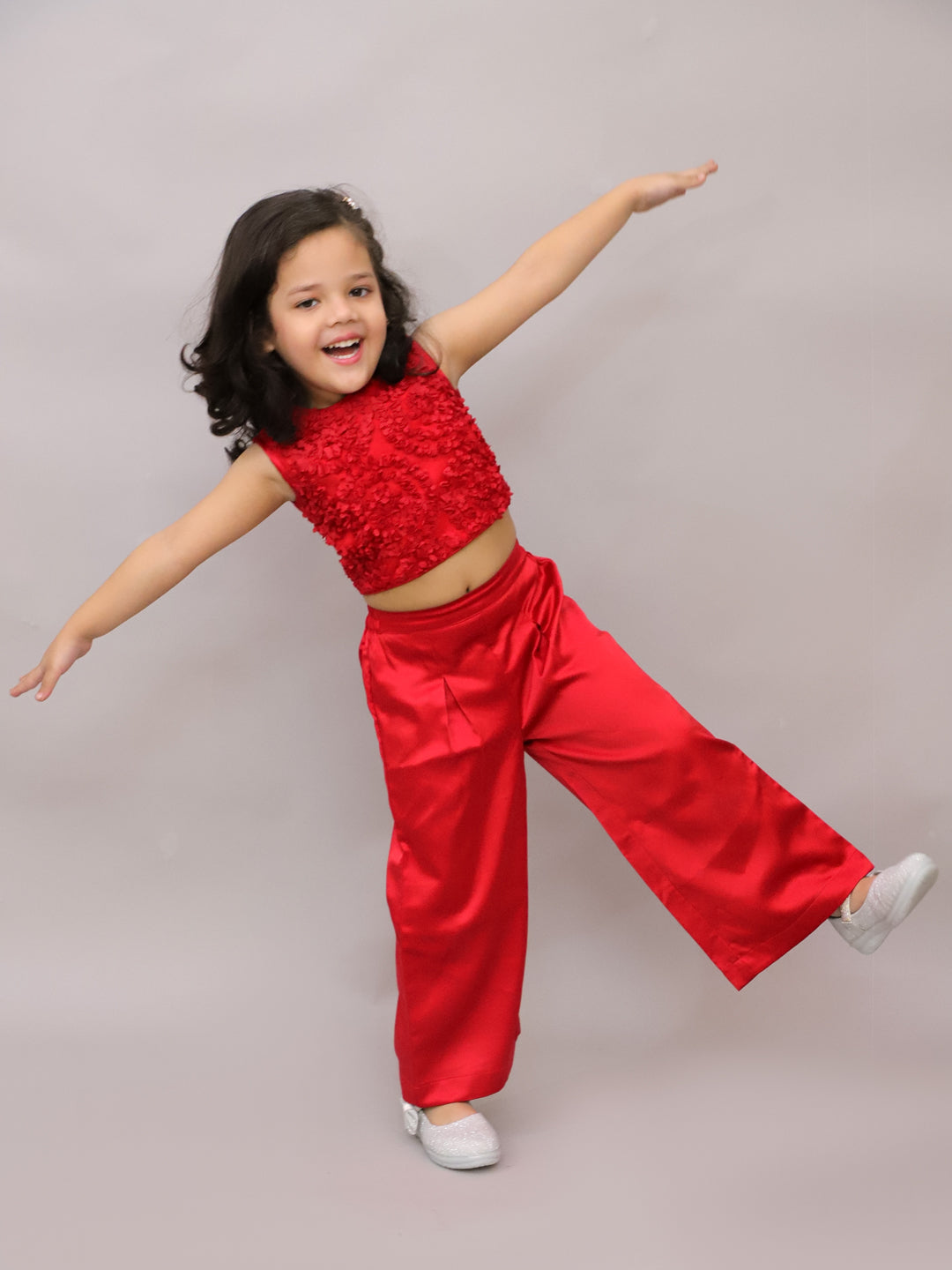 Party Red Top with Pant for Girls