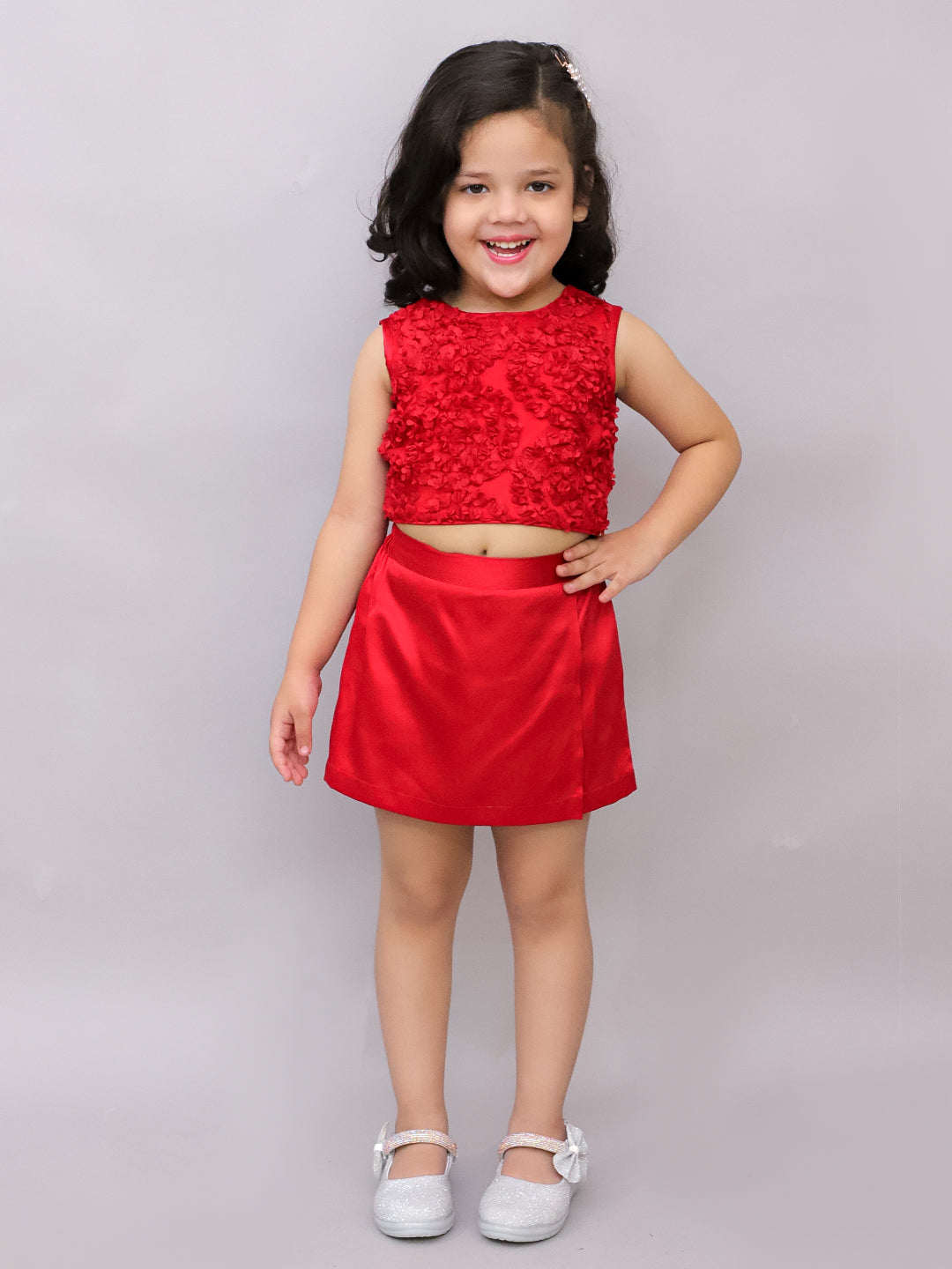 Party Red Top with Shorts for Girls