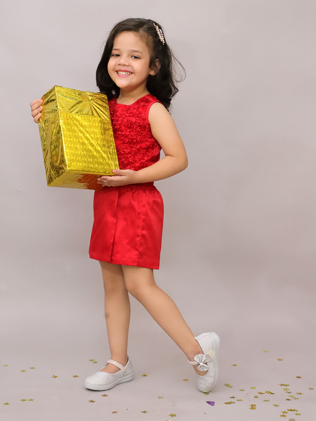 Party Red Top with Shorts for Girls