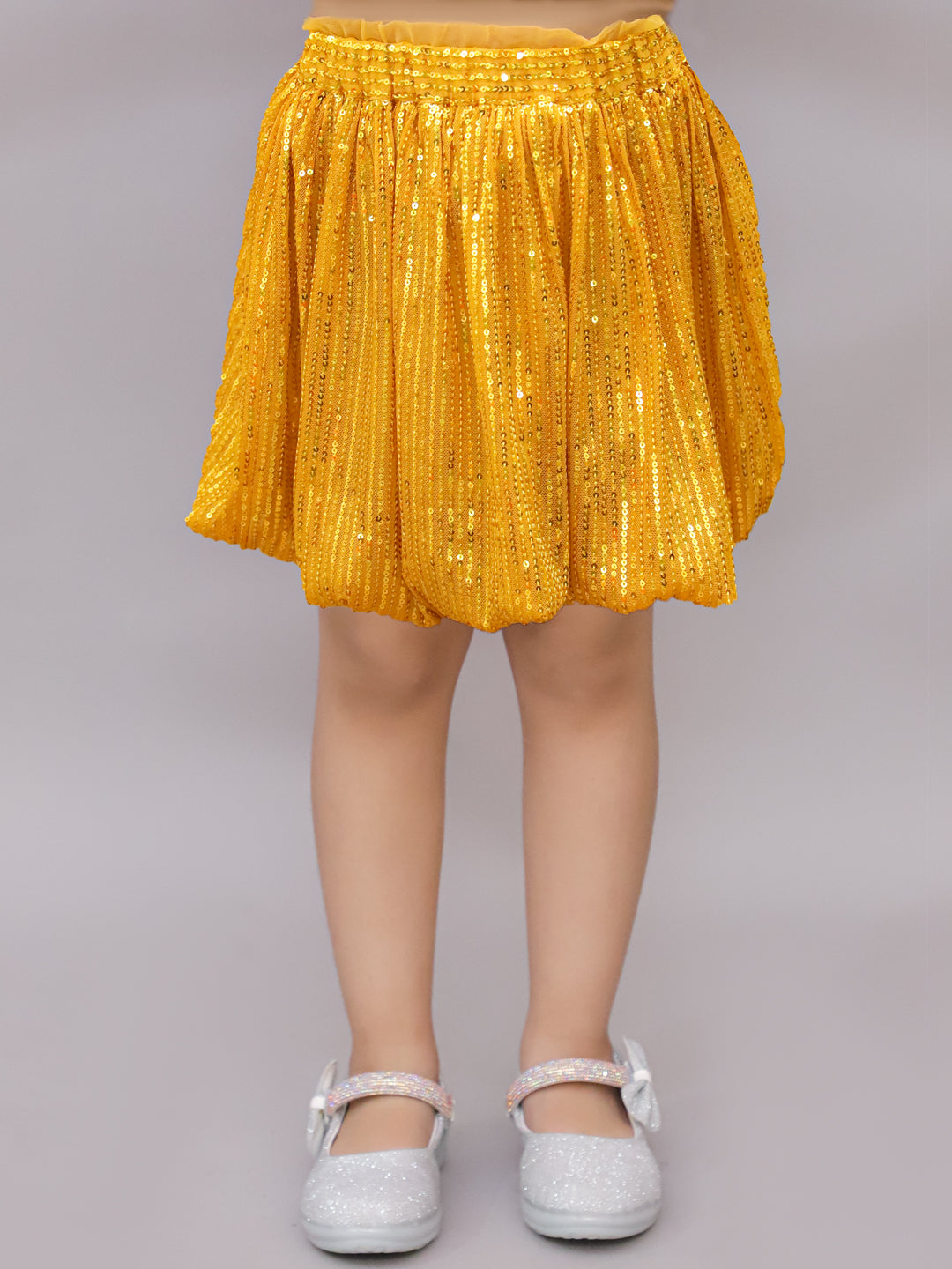 Party Black Top with Golden Shorts for Girls