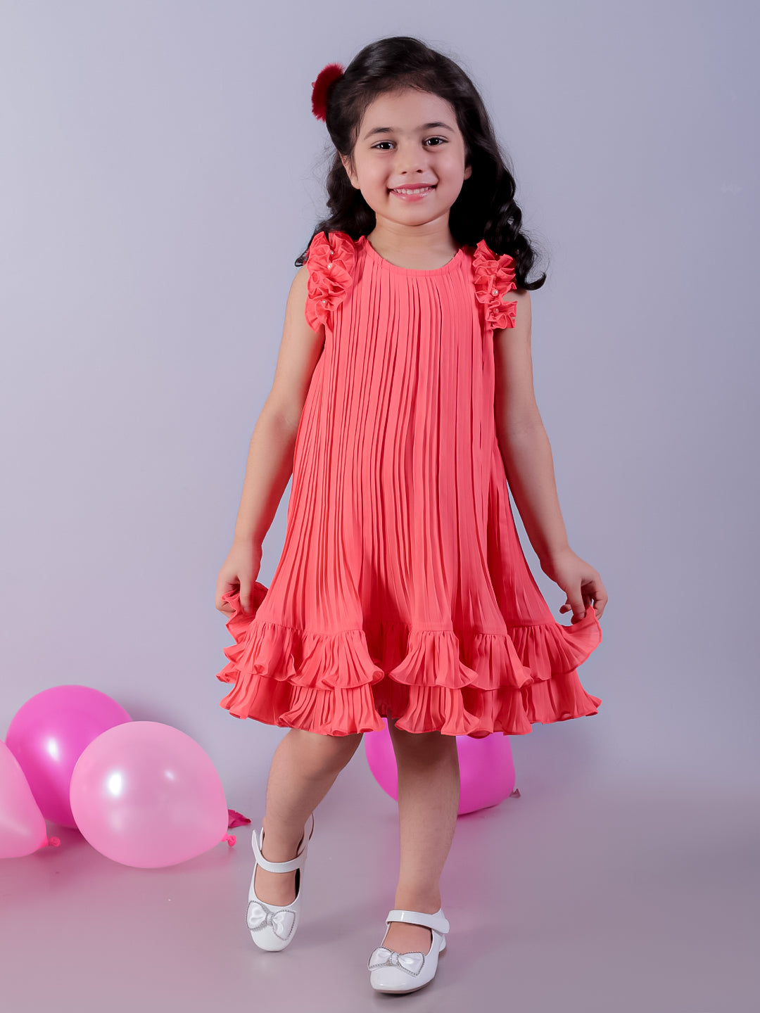Glam up Girls Peach Fit And Flare Party Dress