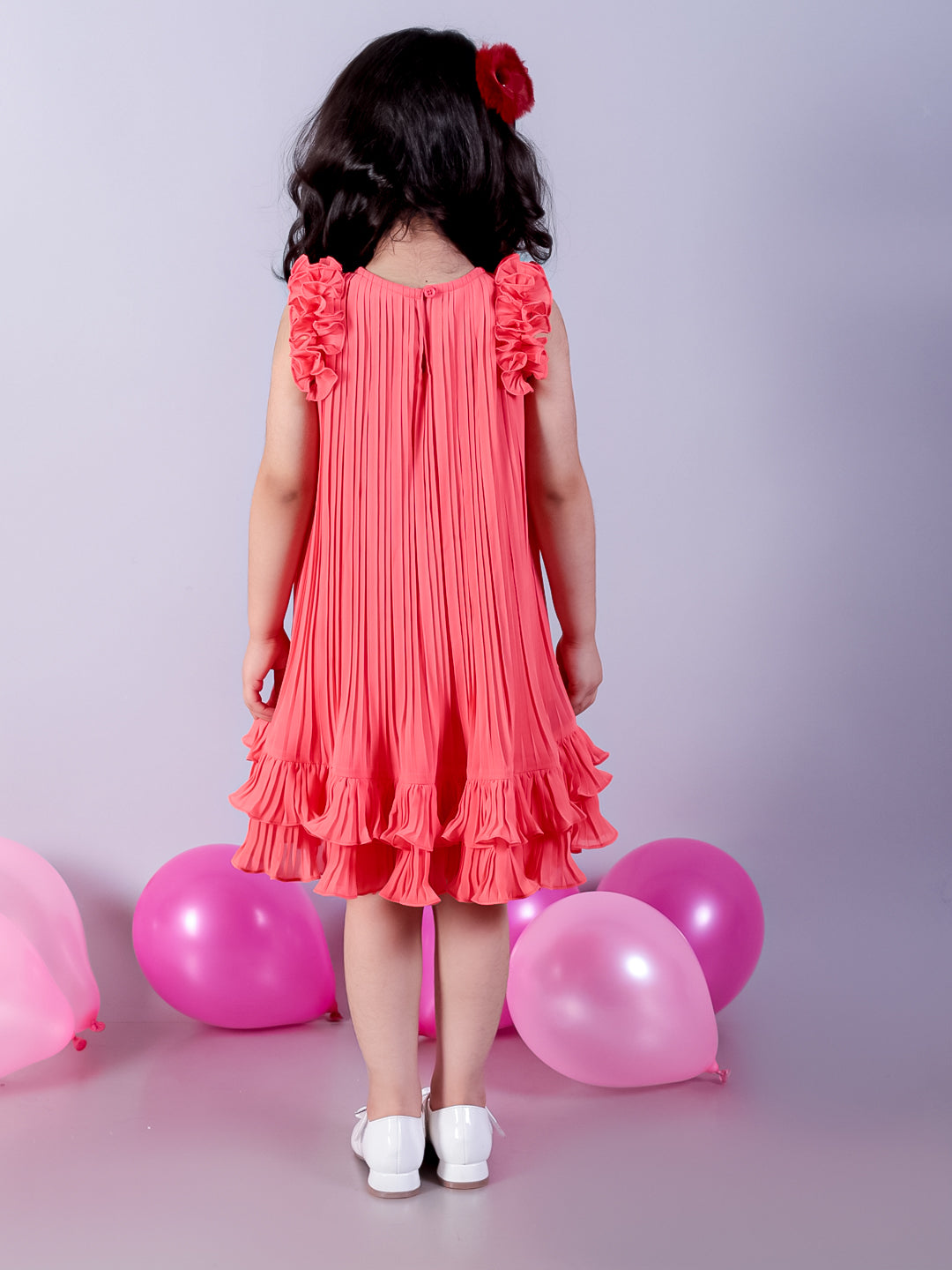 Glam up Girls Peach Fit And Flare Party Dress