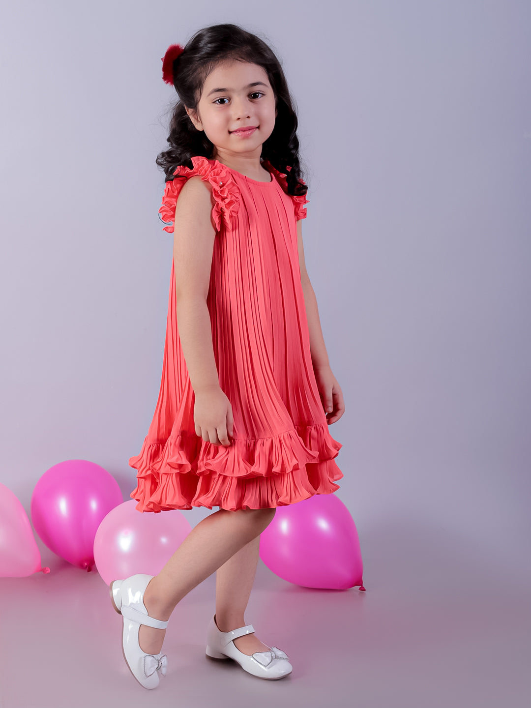 Glam up Girls Peach Fit And Flare Party Dress