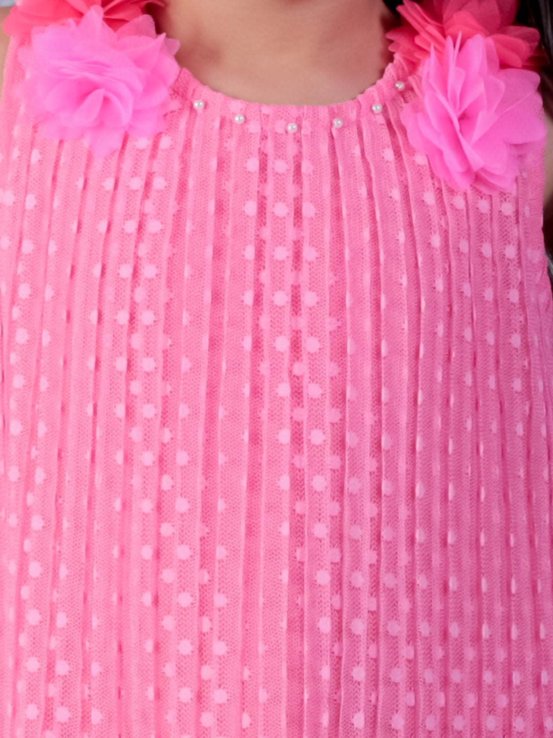 Glam Up Girls Pink Party Dobby Net Dress