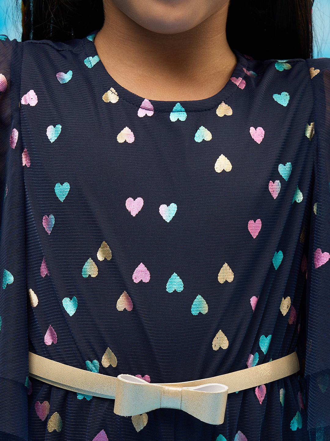 Rainbow Girls Multi Color Heart Print Party Jumpsuit