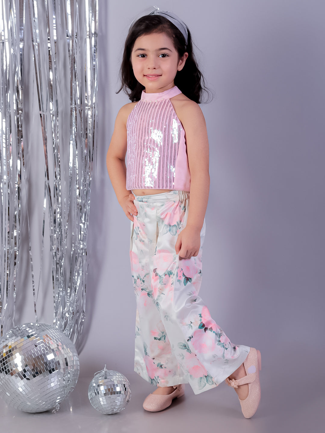 Razzle Dazzle Girls Pink Party Top with Pant Co-ordinate Set