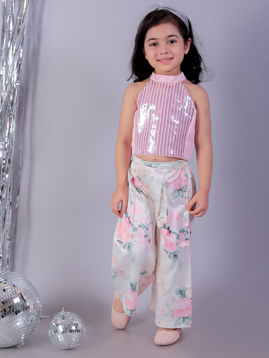 Razzle Dazzle Girls Pink Party Top with Pant Co-ordinate Set