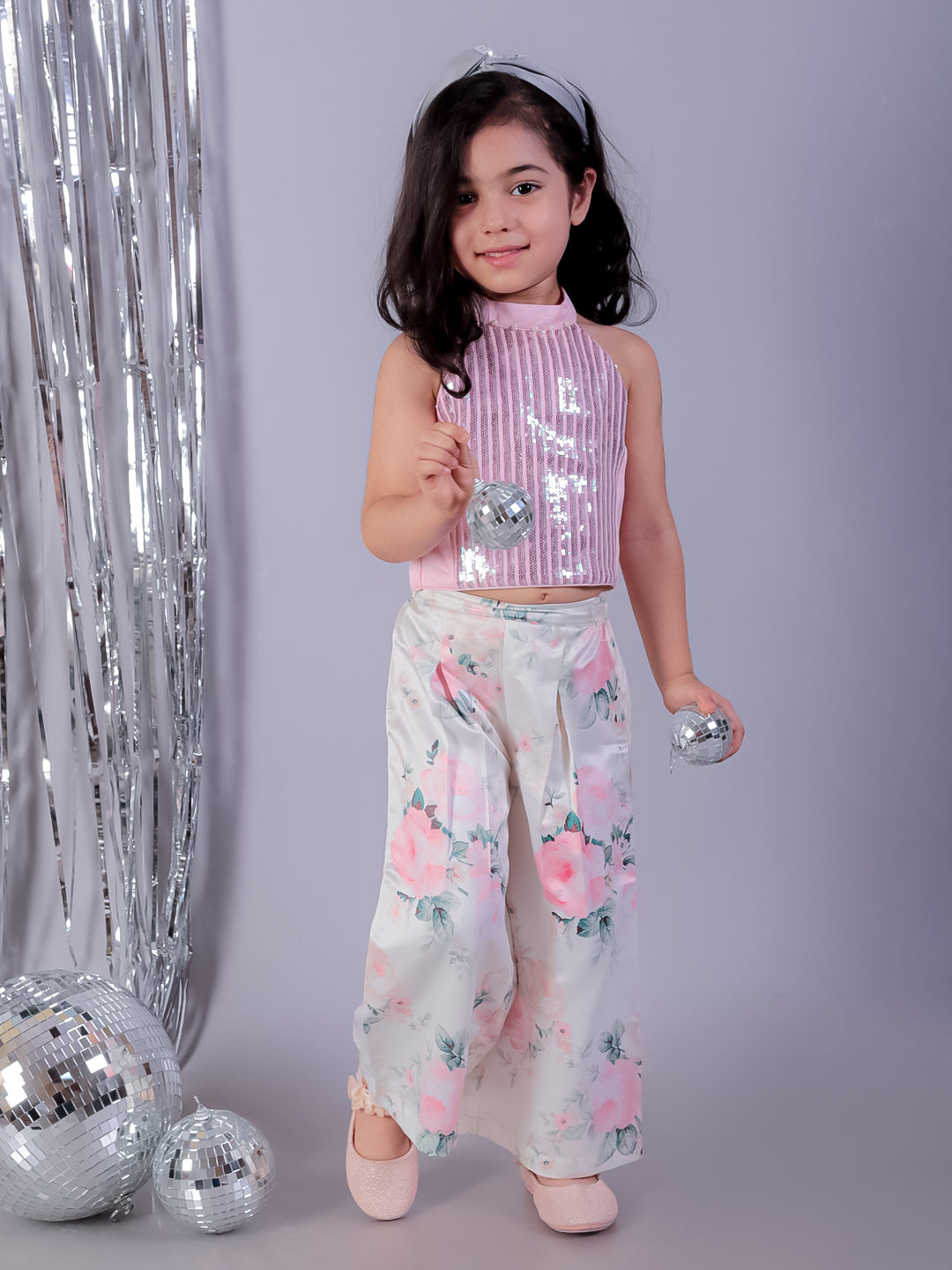 Razzle Dazzle Girls Pink Party Top with Pant Co-ordinate Set