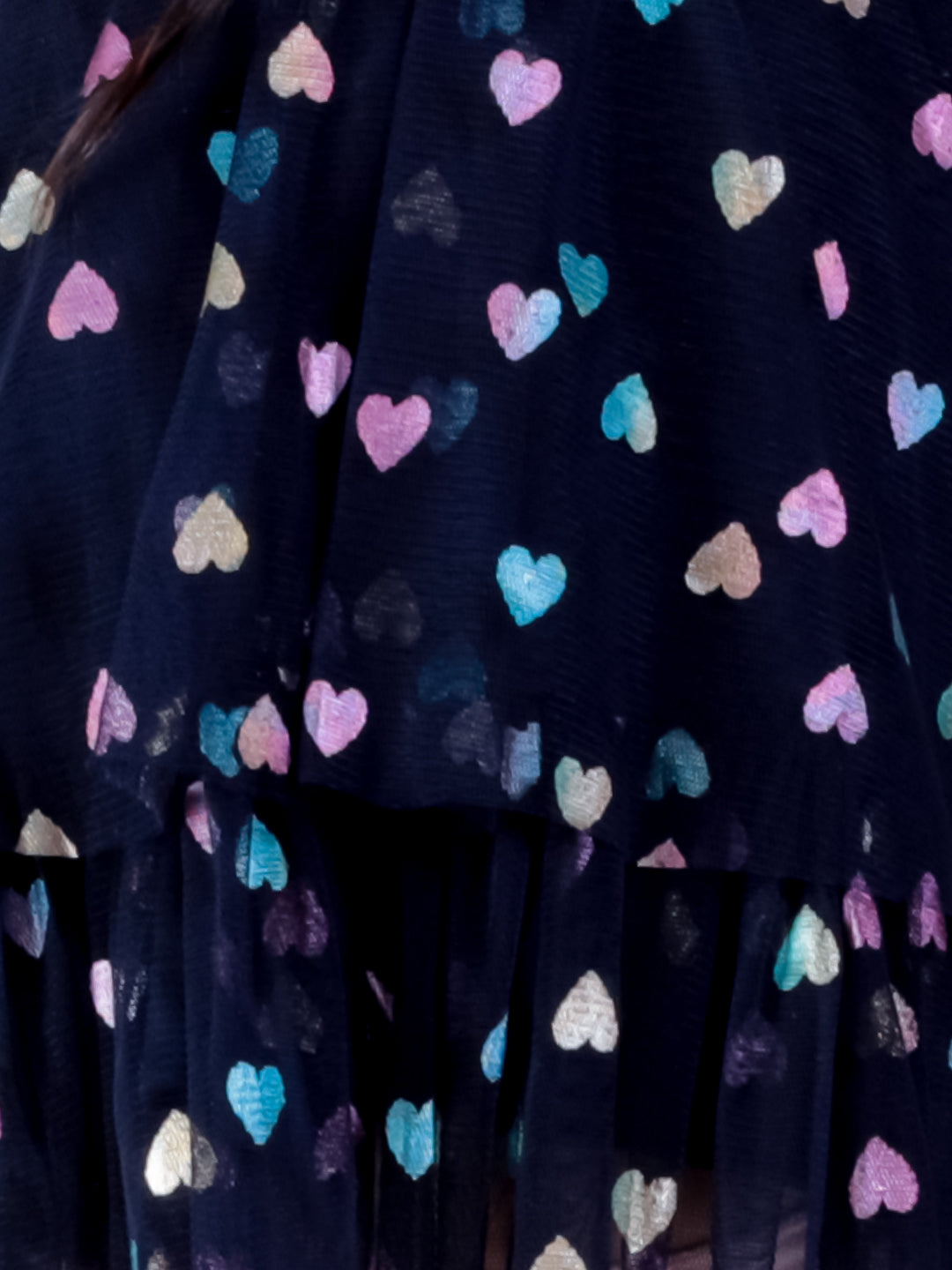 Glam Up Girls Multi Color Heart Print Party Top