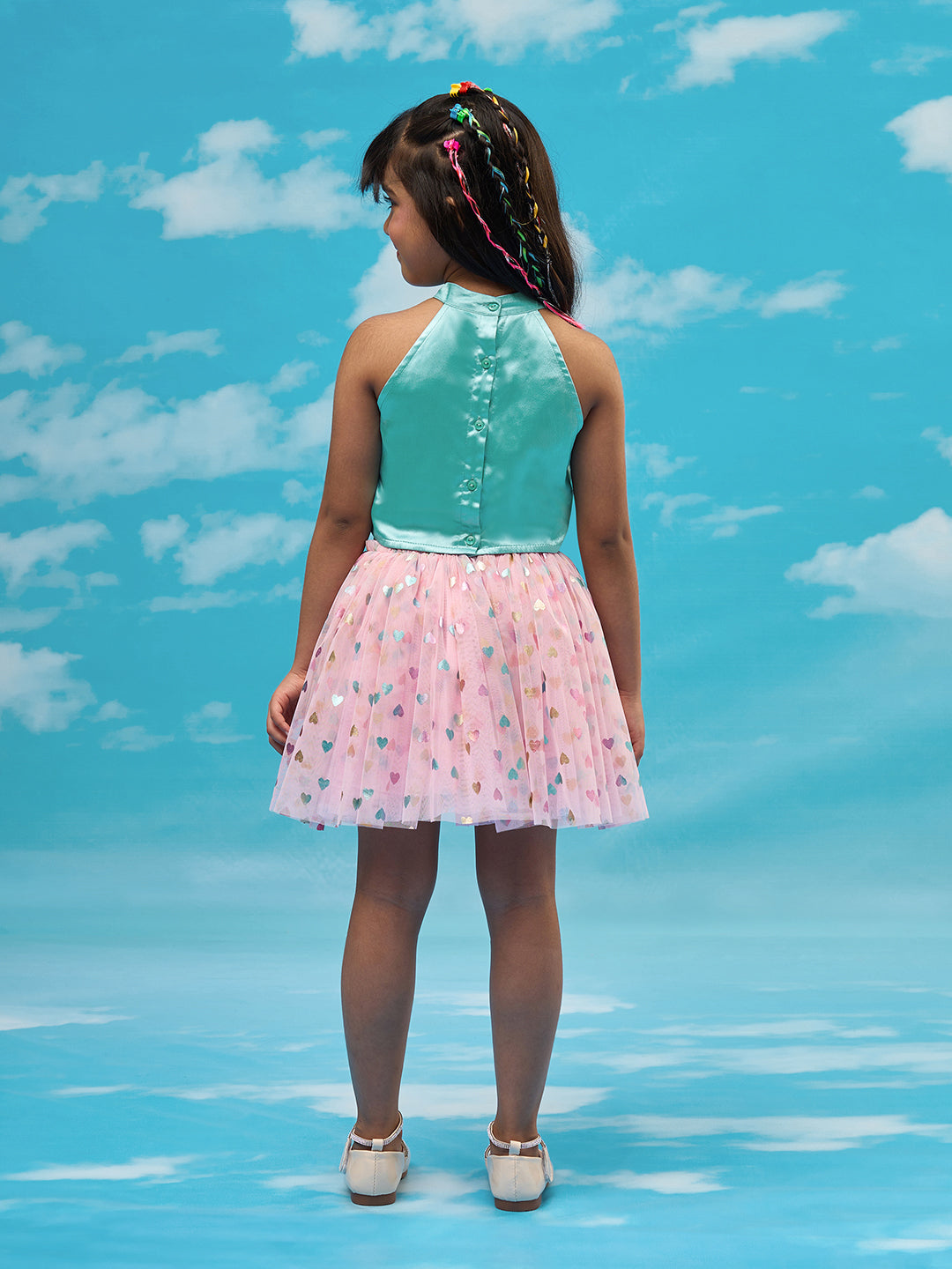 Rainbow Girls Blue Top with Pink Skirt Party Co-ordinate Set