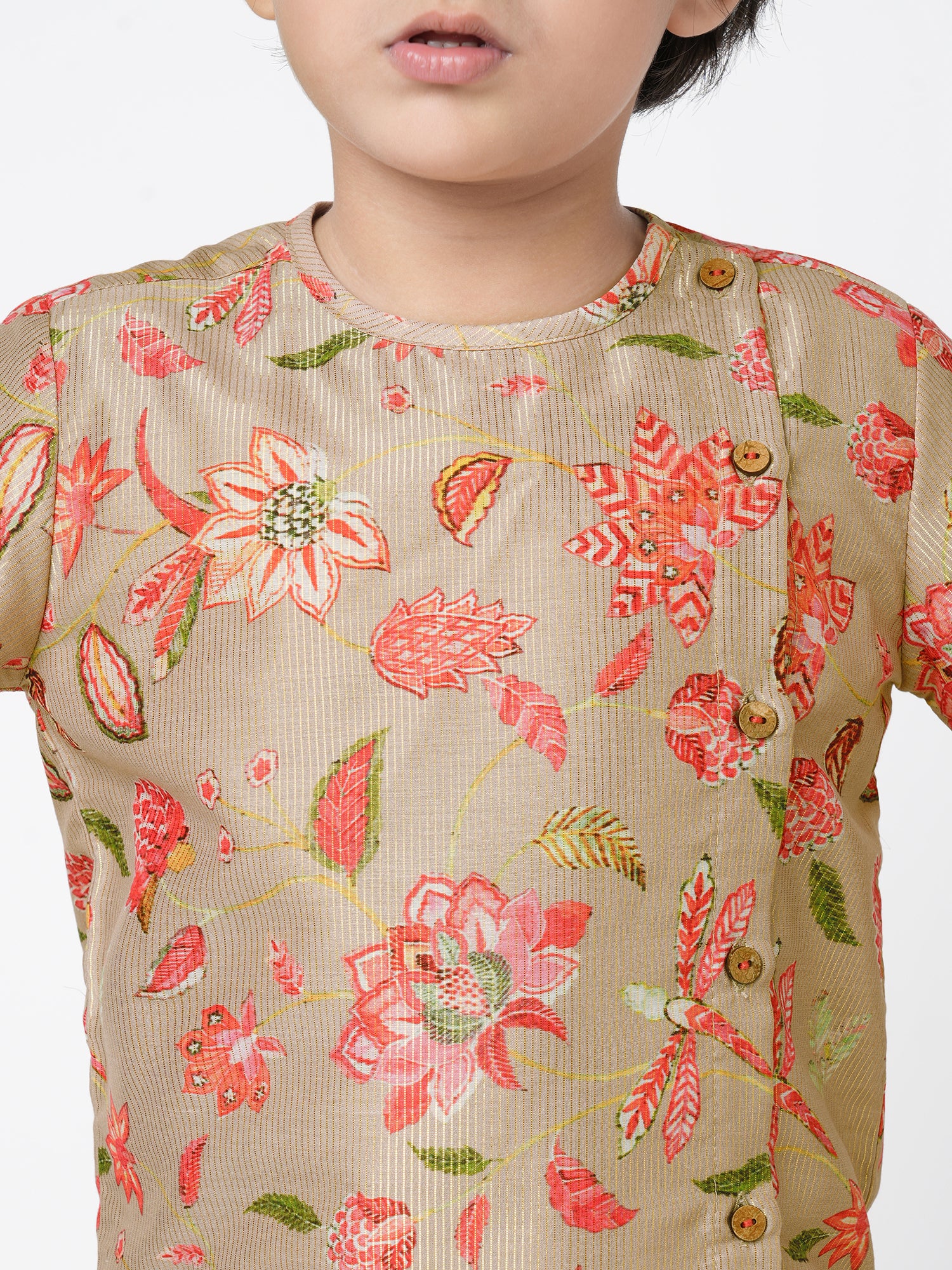 Golden Weaves Boys Beige Kurta with Dhoti set