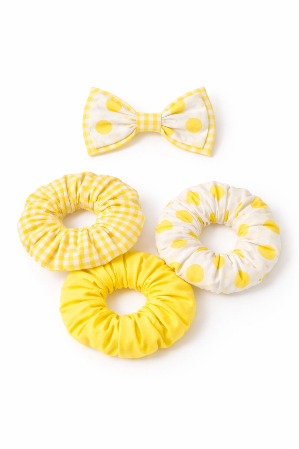 Lil Drama Set of 3 Cotton Fabric Hair Scrunchies & 1 Bow - Multi