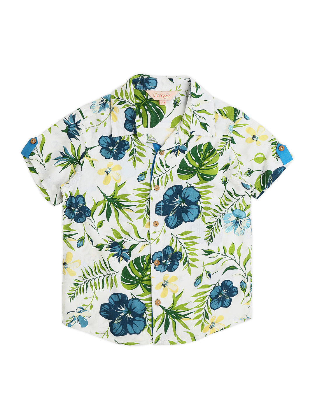 Sassy Boho Boys Green Printed Shirt from the sibling collection