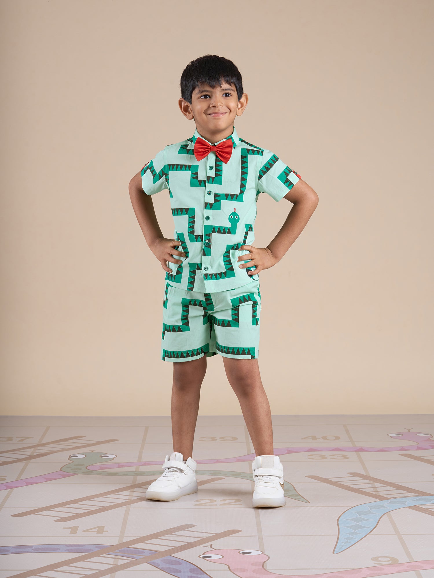 Board game inspired Boys Green Table Print Shirt and Boxer Sets