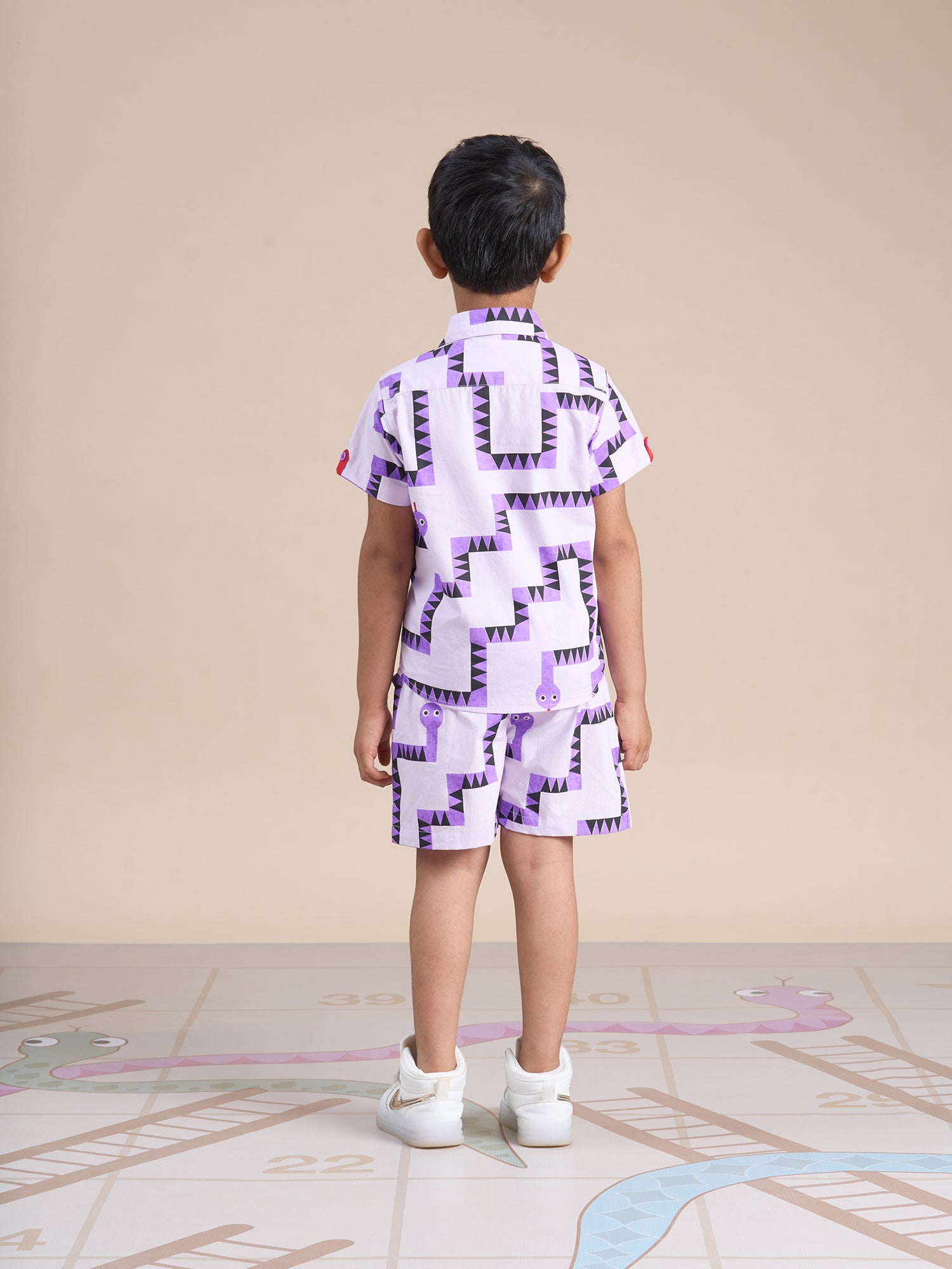 Board game inspired Boys Purple Table Print Shirt and Boxer Set