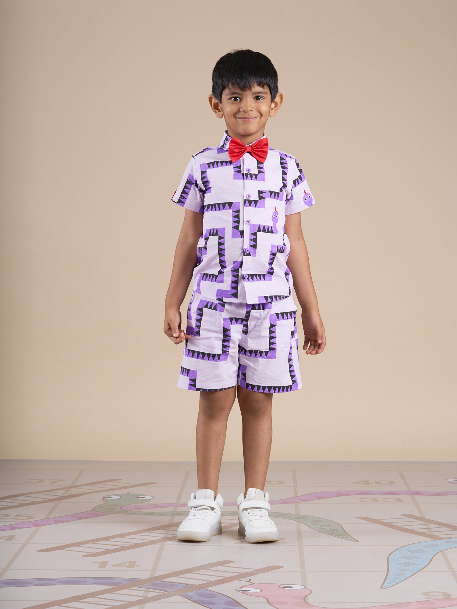 Board game inspired Boys Purple Table Print Shirt and Boxer Set