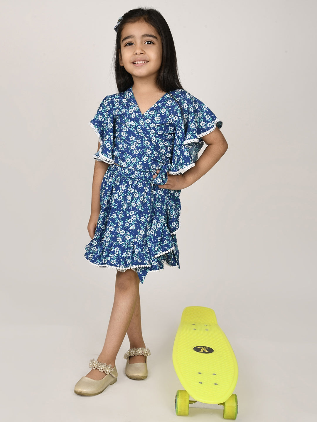 Sassy Boho Girls Blue crop Top with Skirt set from the sibling Collection