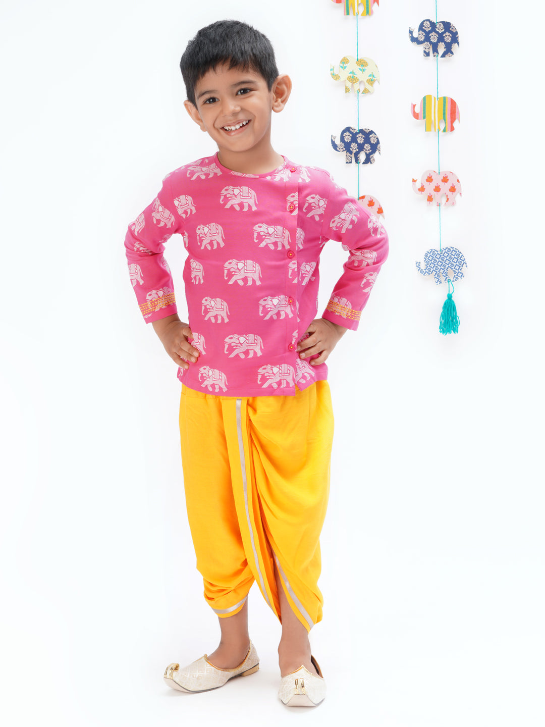 Trunk Tales Boys Pink Kurta with Dhoti