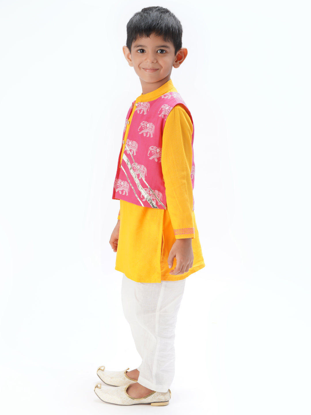 Trunk Tales Boys Yellow Kurta Jacket and pant