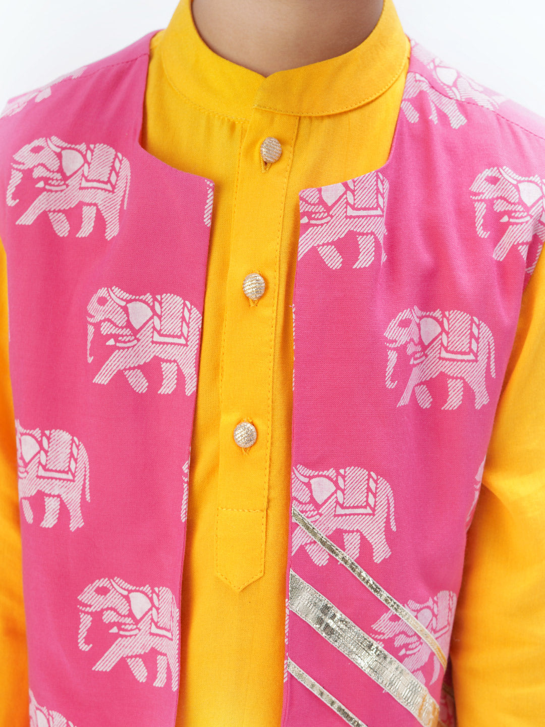 Trunk Tales Boys Yellow Kurta Jacket and pant