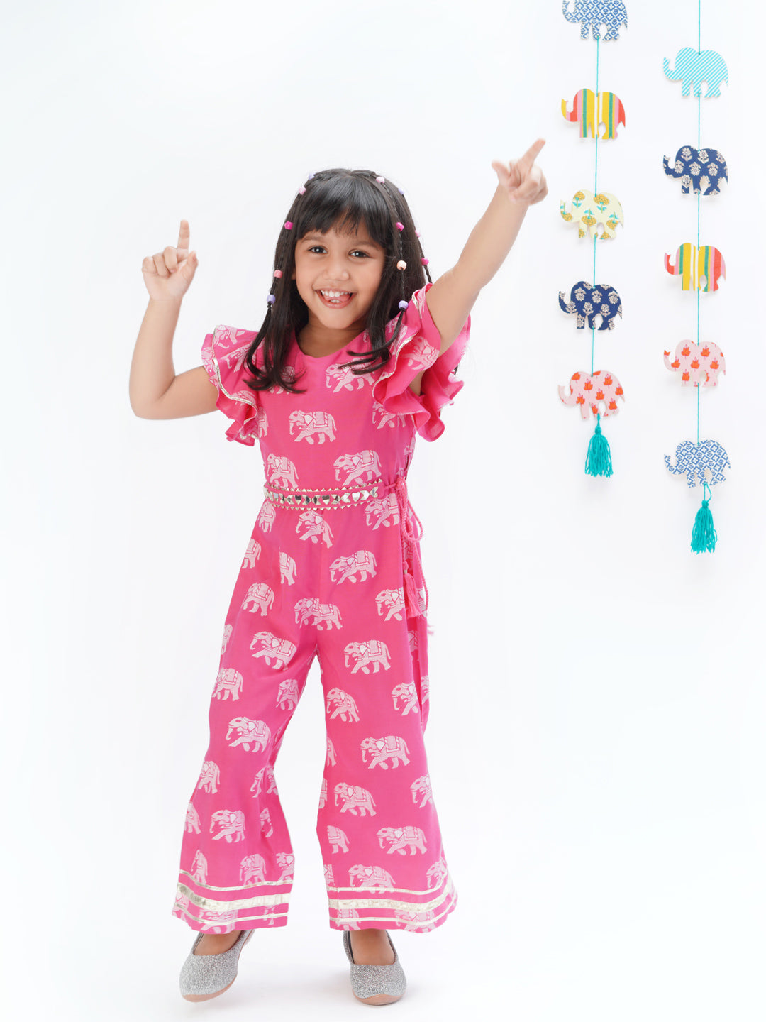 Trunk Tales Girls Pink Flutter Sleeve Jumper