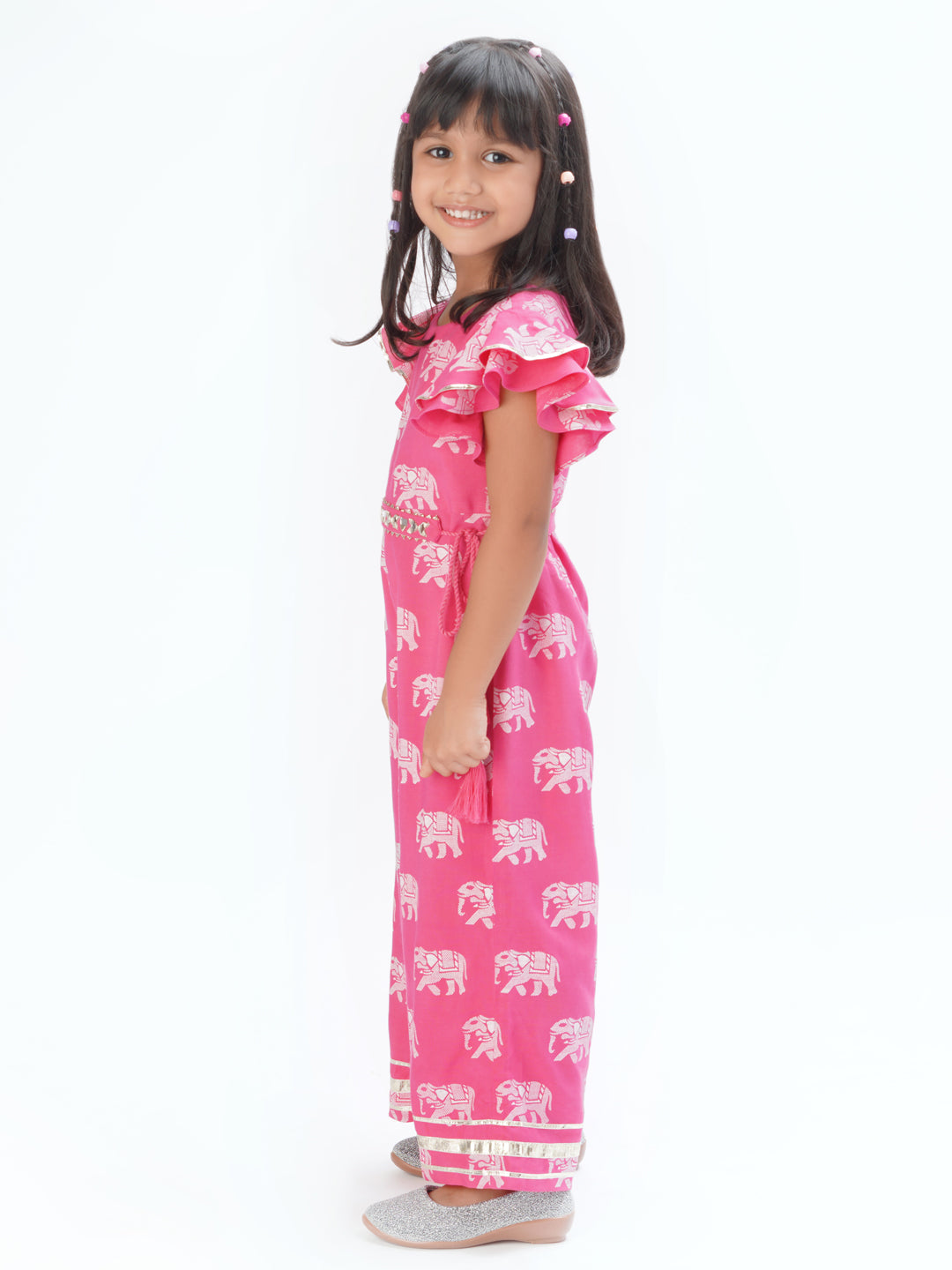 Trunk Tales Girls Pink Flutter Sleeve Jumper