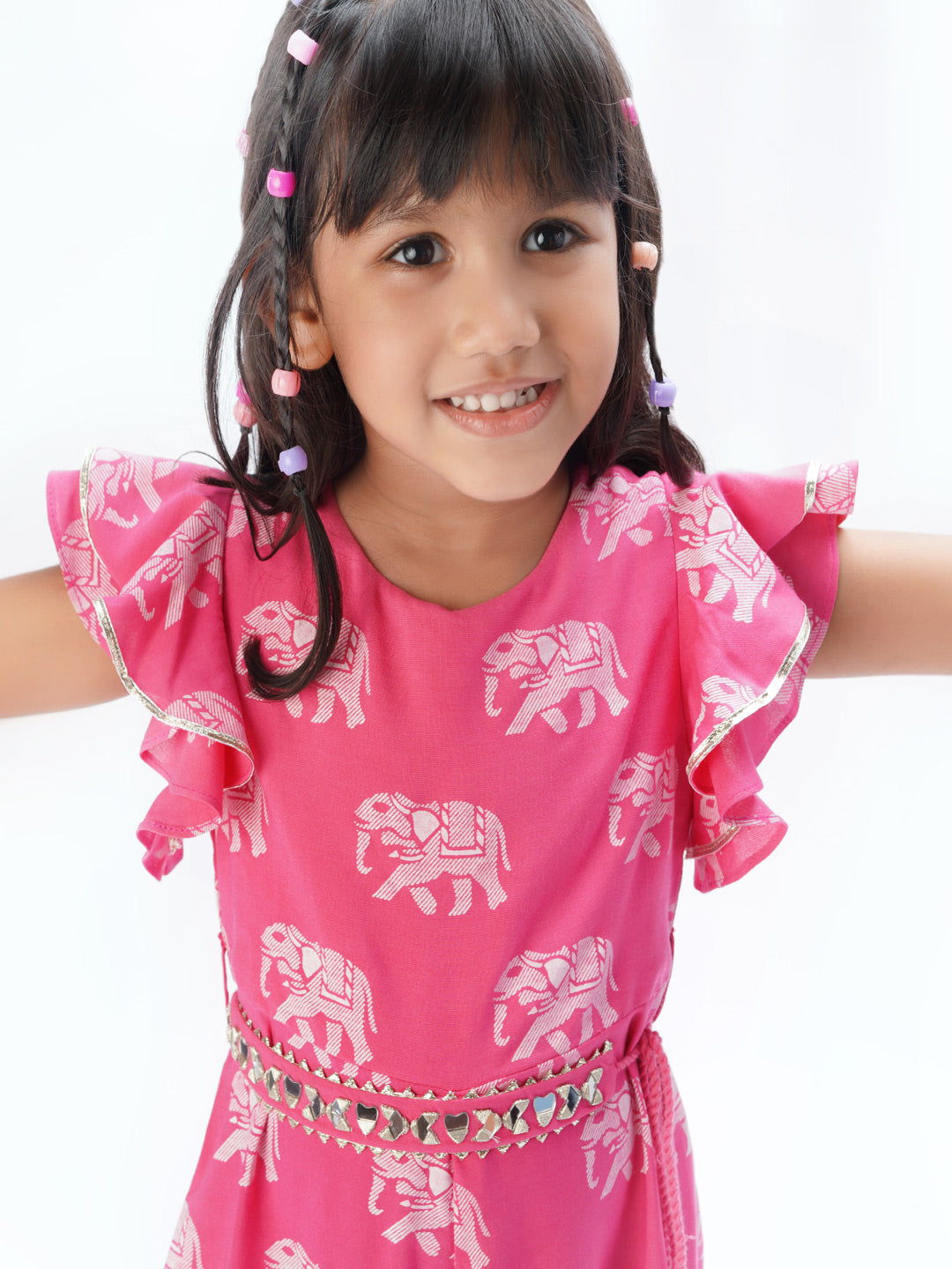 Trunk Tales Girls Pink Flutter Sleeve Jumper