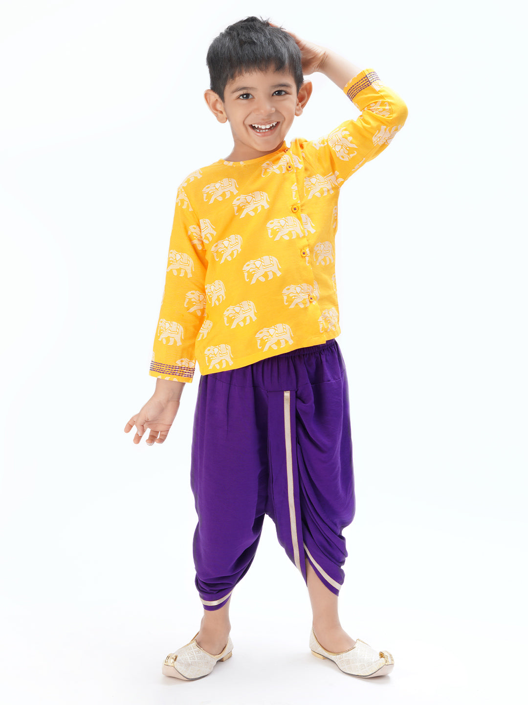 Trunk Tales Boys Yellow Kurta with Dhoti set