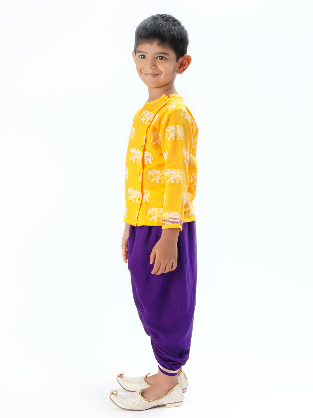 Trunk Tales Boys Yellow Kurta with Dhoti set