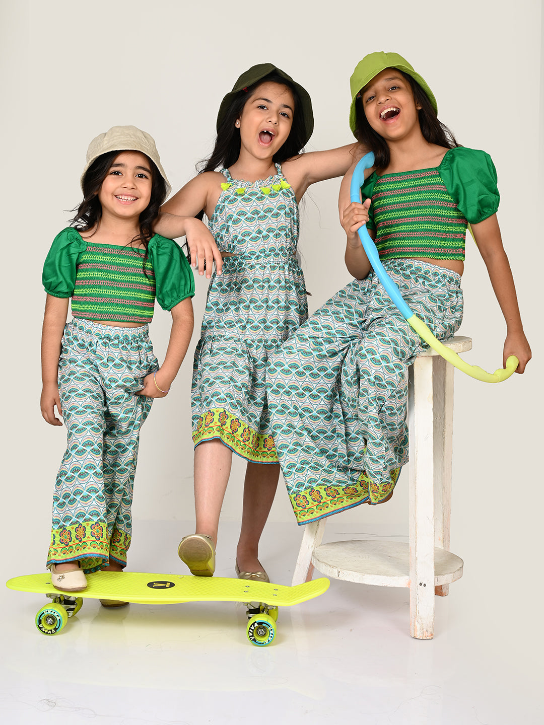 Sassy Boho Girls Green cut-outs at waist Dress from the sibling collection