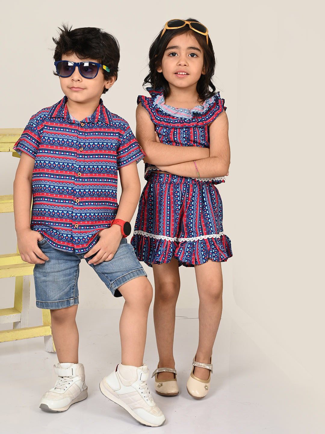 Sassy Boho Boys Blue Shirt from the sibling collection