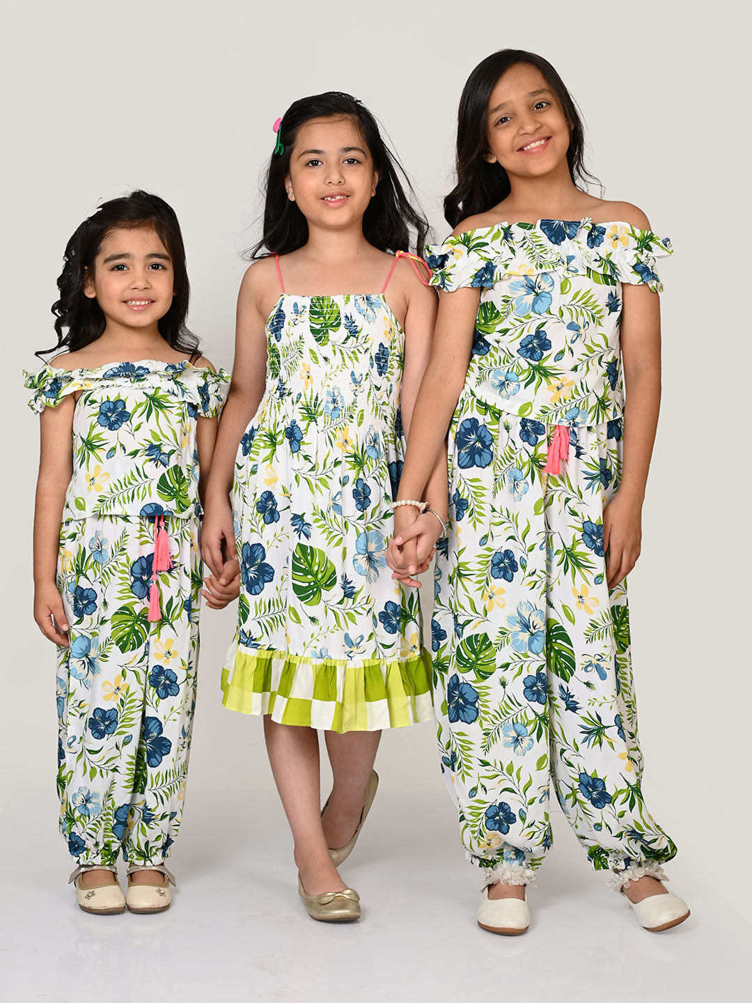 Sassy Boho Girls Green Tiered Dress from the sibling collection