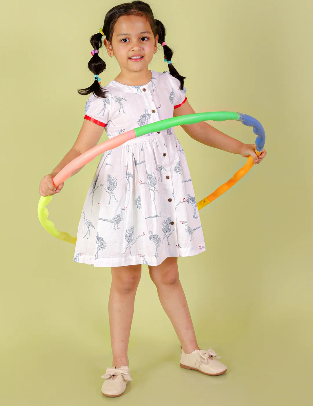 Girls Cotton Dress with wooden buttons