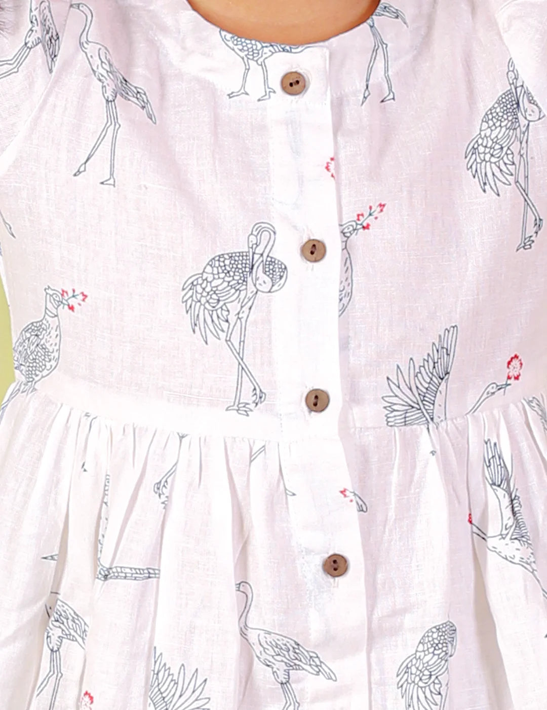 Girls Cotton Dress with wooden buttons