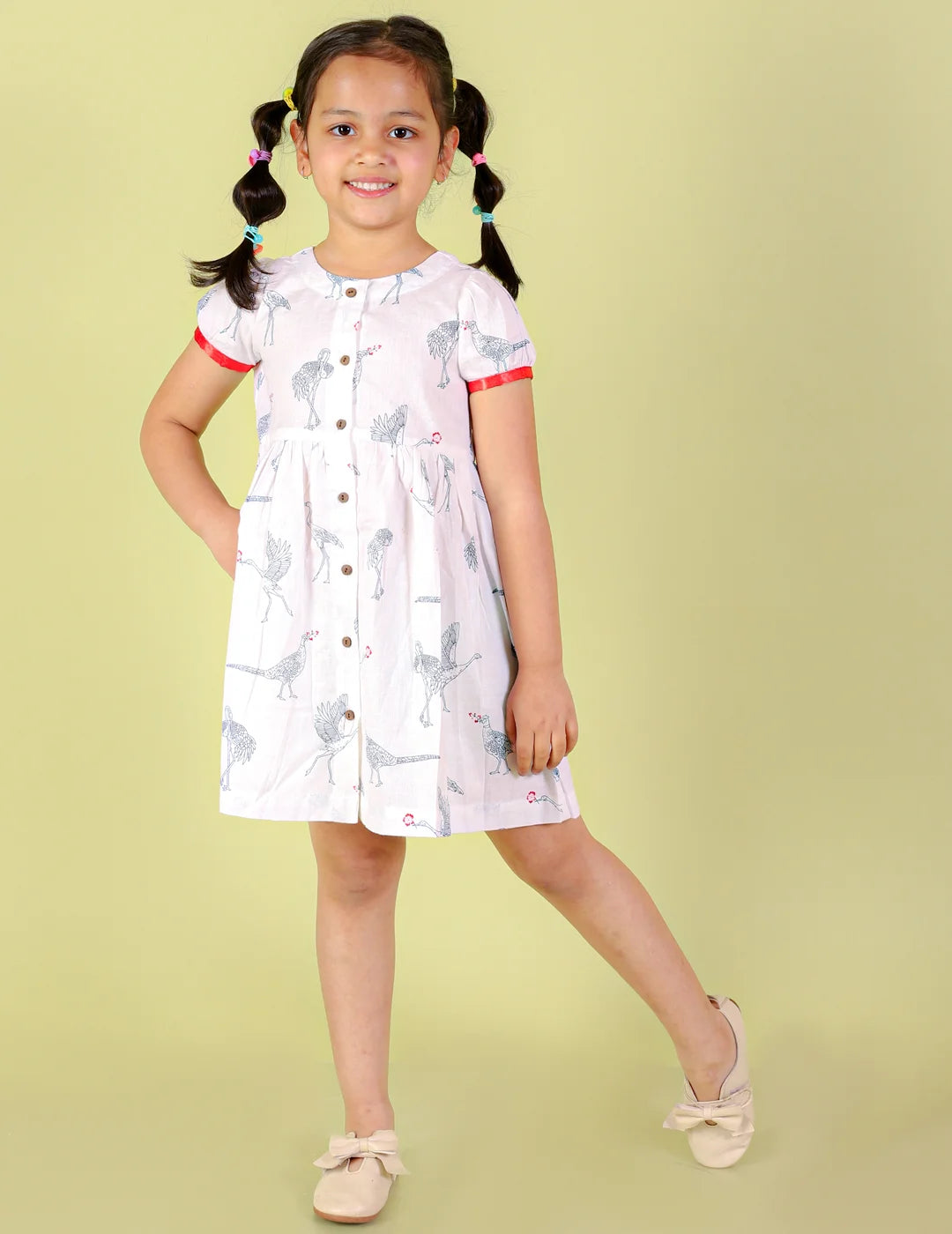 Girls Cotton Dress with wooden buttons