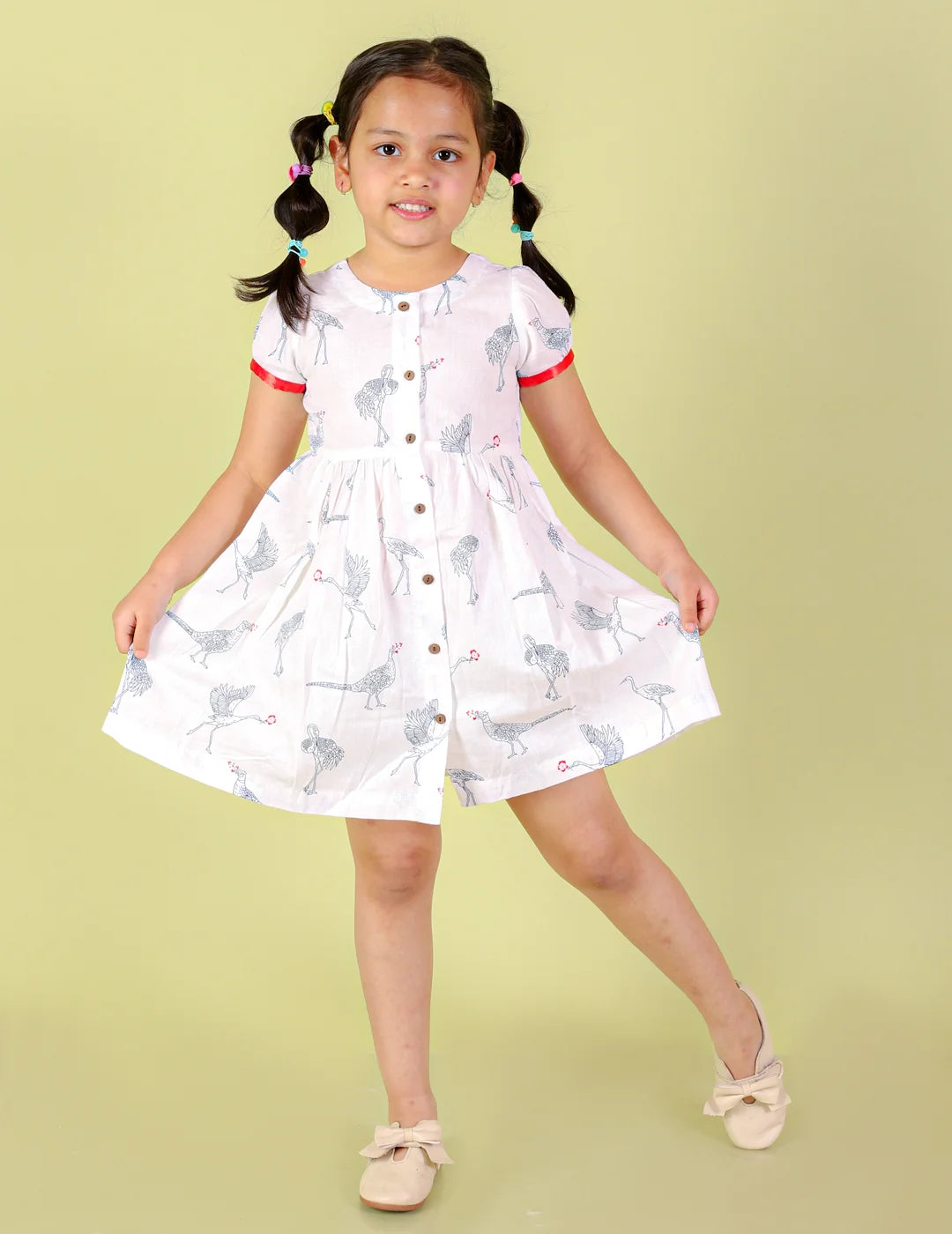 Girls Cotton Dress with wooden buttons