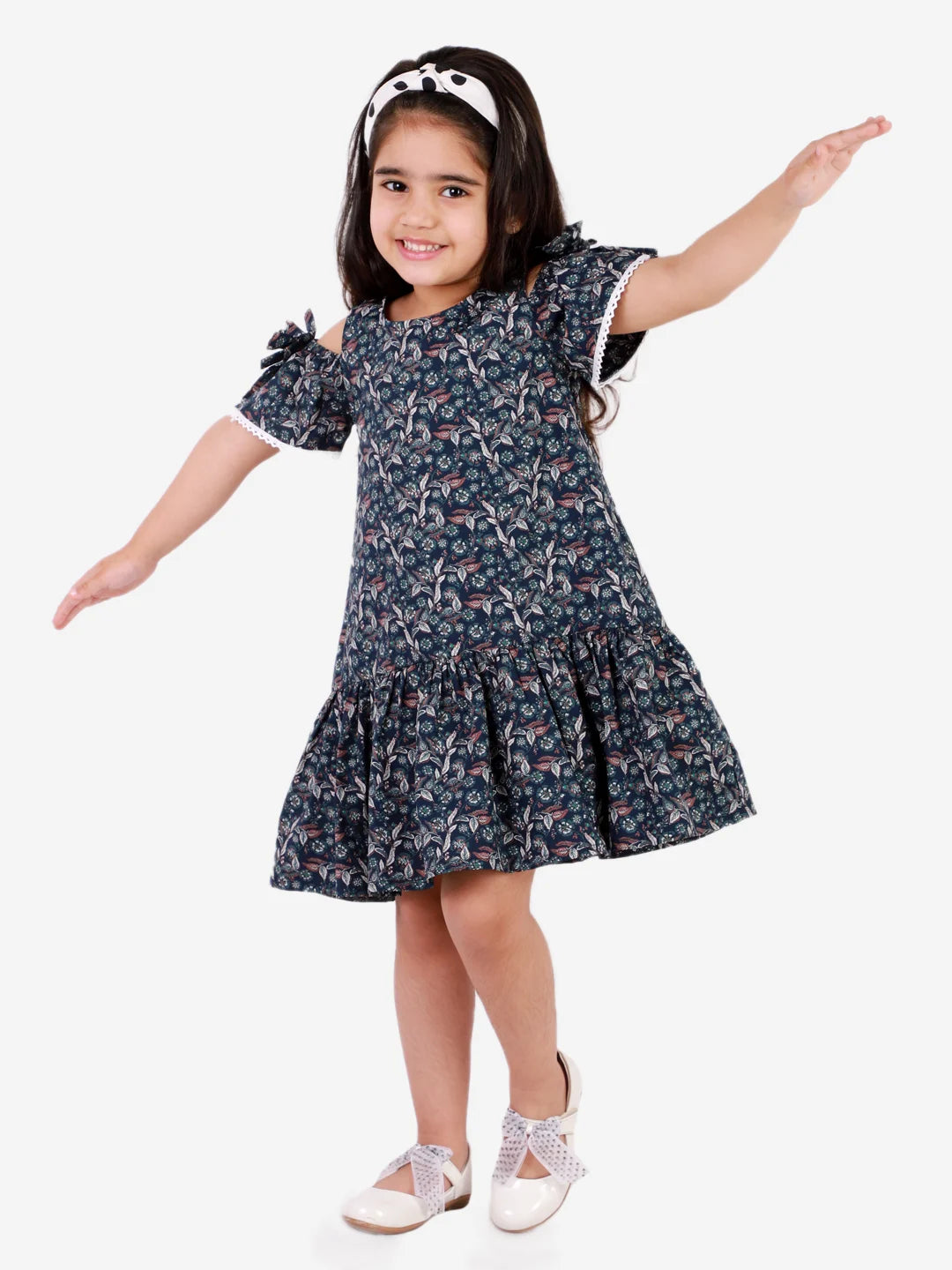 Girls printed casual cotton dress