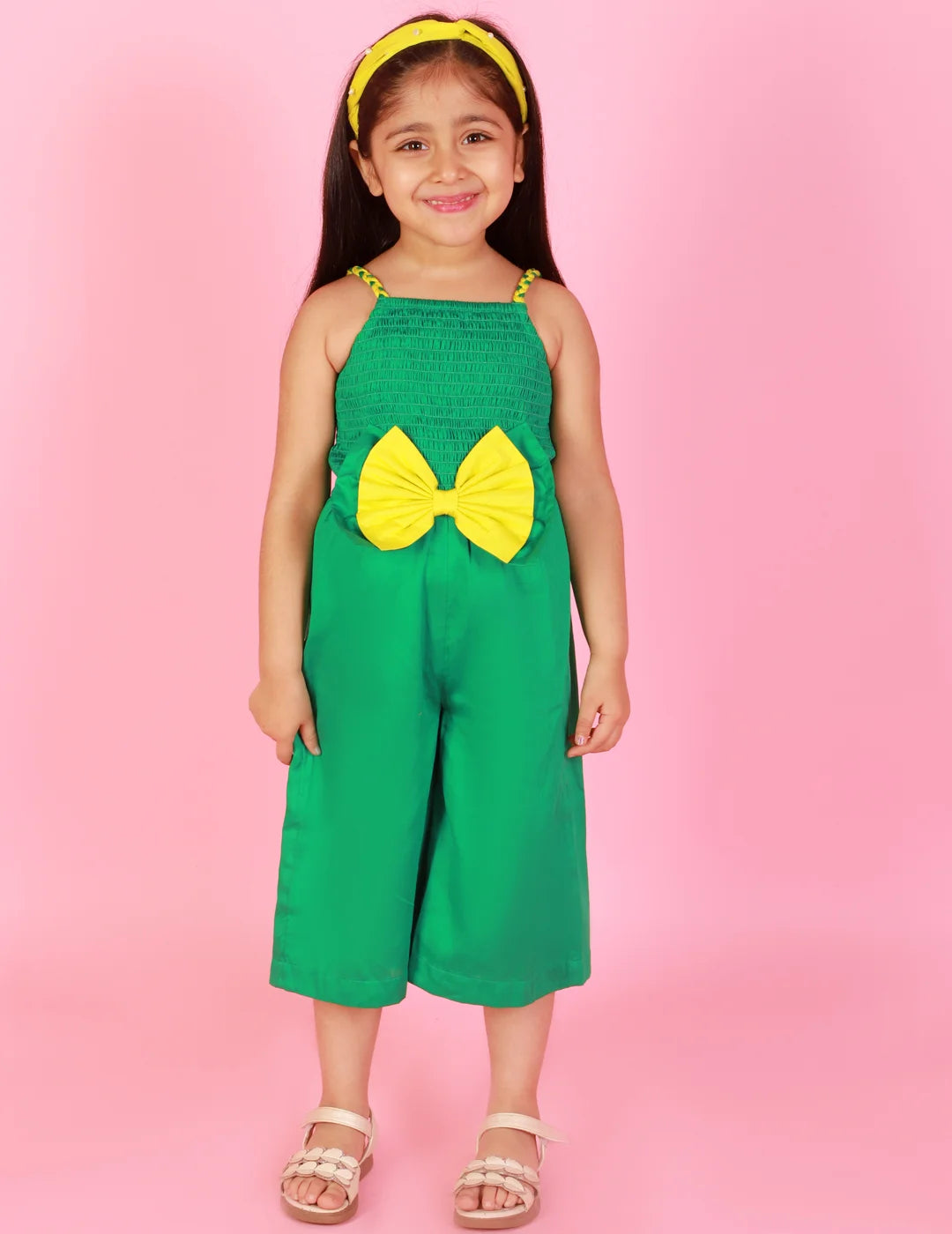 Girls Stylish and Hip Cotton satin Jumper with smocking at back for comfort