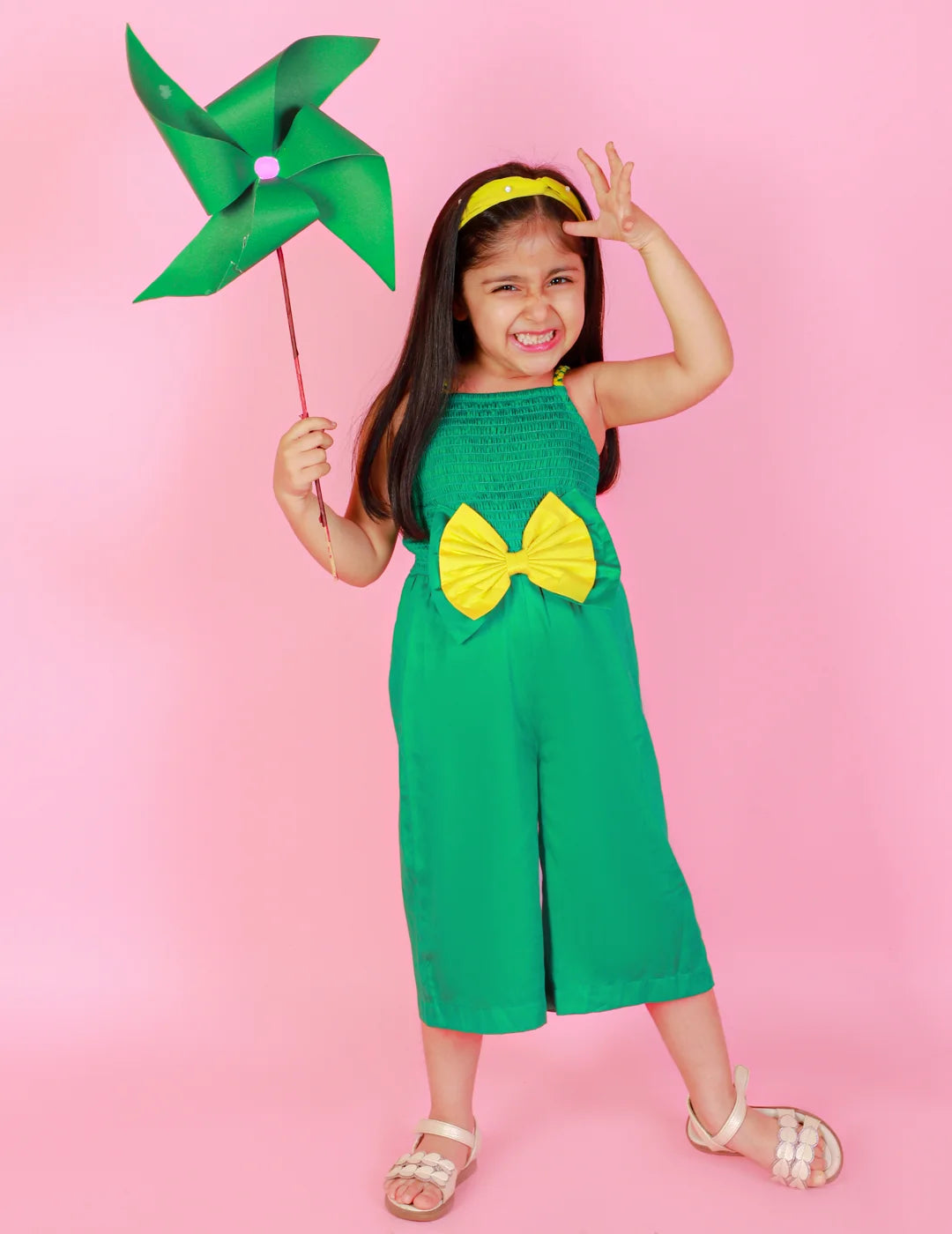 Girls Stylish and Hip Cotton satin Jumper with smocking at back for comfort