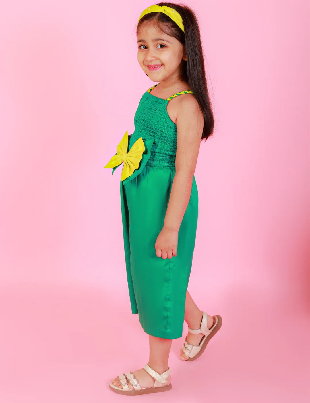 Girls Stylish and Hip Cotton satin Jumper with smocking at back for comfort