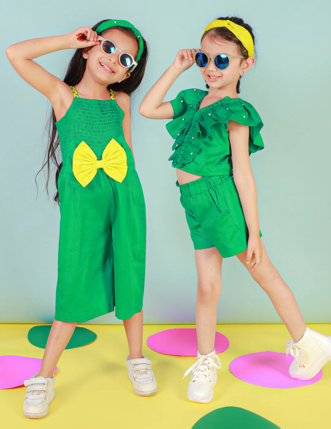 Girls Stylish and Hip Cotton satin Jumper with smocking at back for comfort