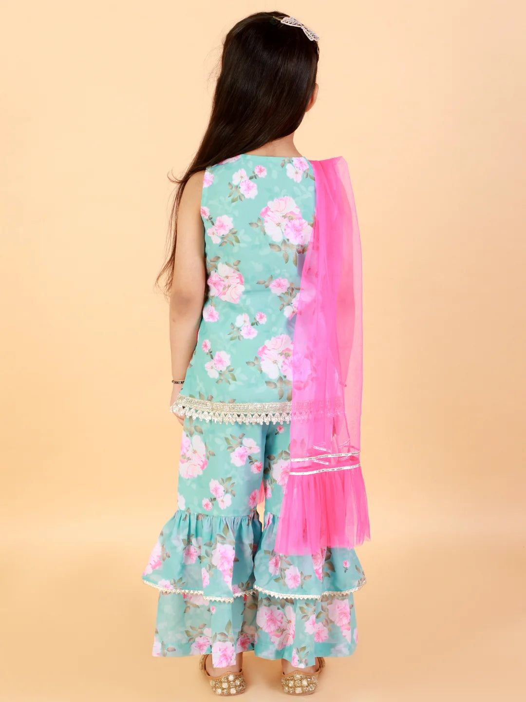 Girls Stylish printed kurta sharara with dupatta set