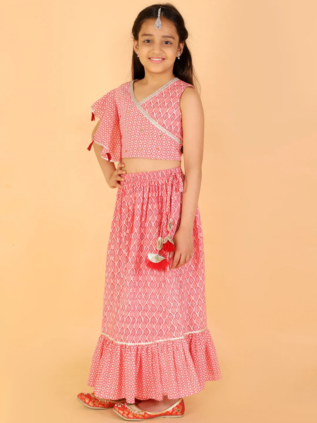 Girls Stylish Folklore printed Ghaghara choli set
