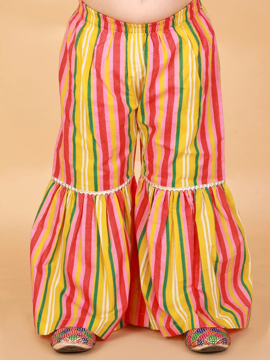 Girls stylish Folklore print top with Sharara set