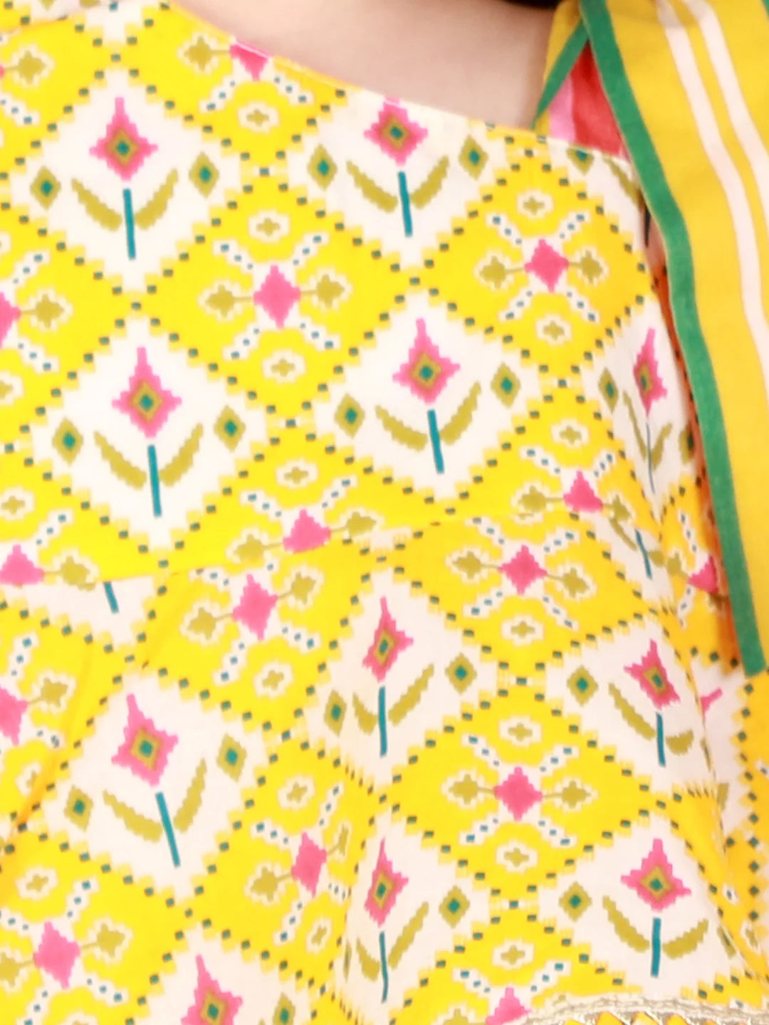 Girls stylish Folklore print top with Sharara set