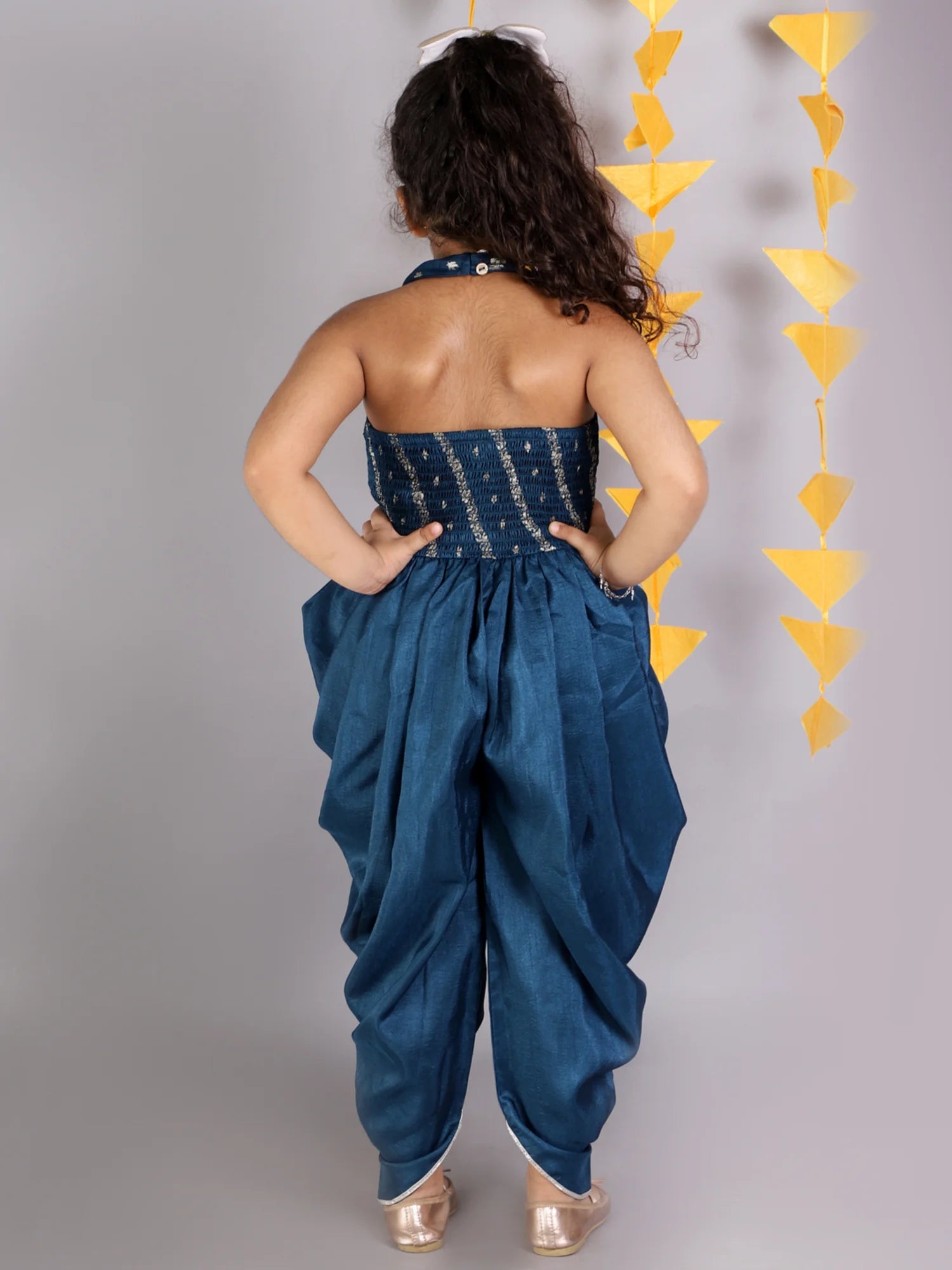 Girls jamavar printed jumpsuit