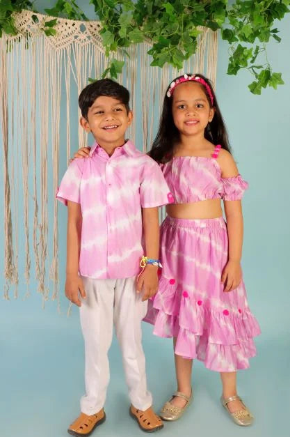 Girls Fusion Tie & Dye Tiered Skirt with Ballon Top