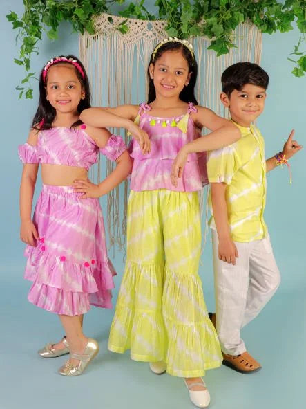 Girls Fusion Tie & Dye Tiered Skirt with Ballon Top