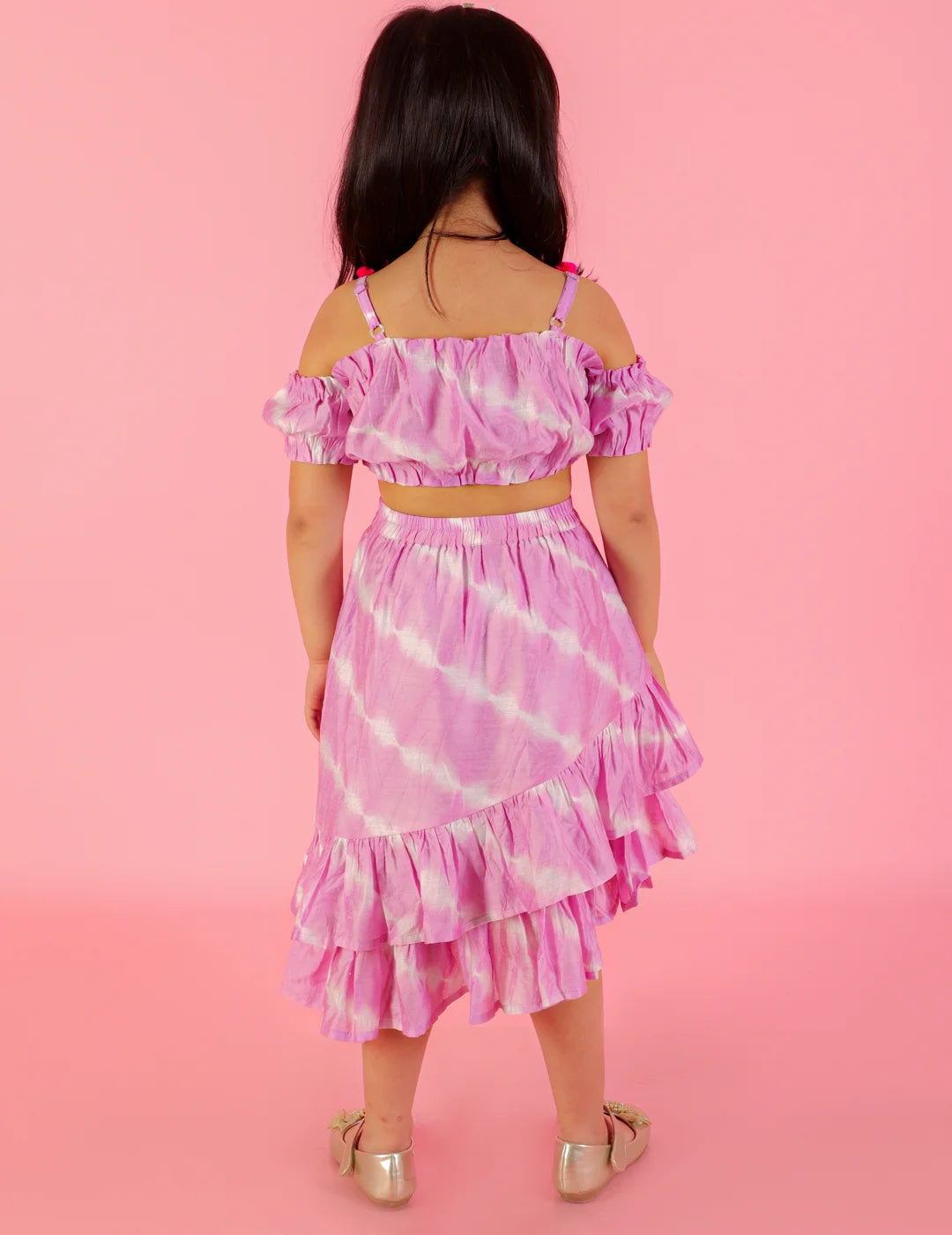 Girls Fusion Tie & Dye Tiered Skirt with Ballon Top